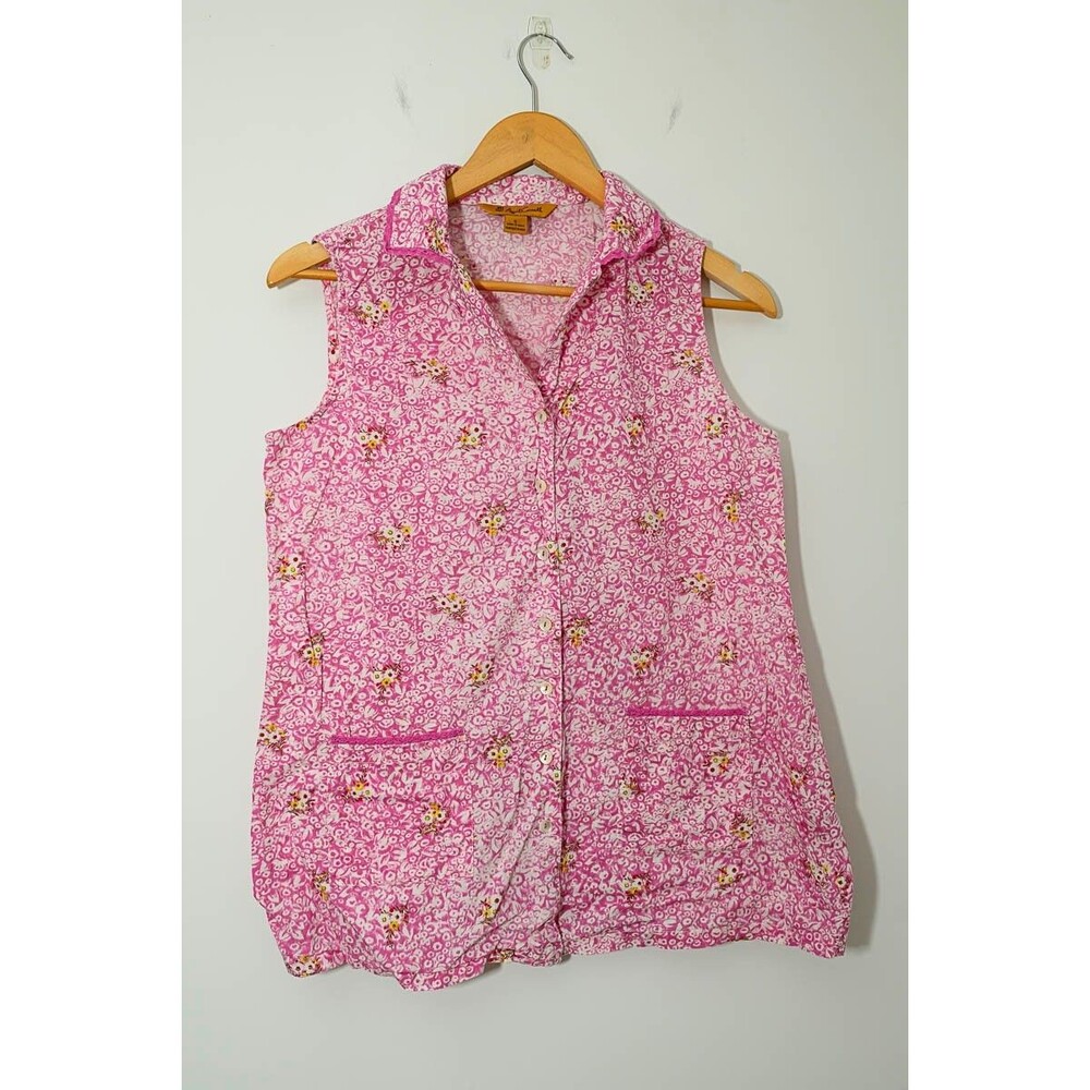 April Cornell Top S Tank Pink Floral Ditsy Sleeveless Blouse